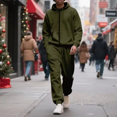 Wholesale Men Fashion Casual Stripe Print Plus Size Long Sleeve Hoodies Pants Sets