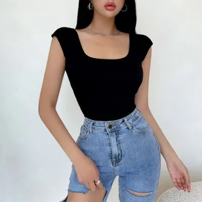 Women Fashion Sexy Solid Color Sleeveless Backless Bodysuits