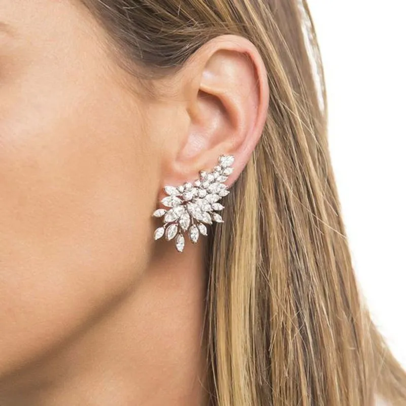 Women Fashion Rhinestone Angel Wings Earrings