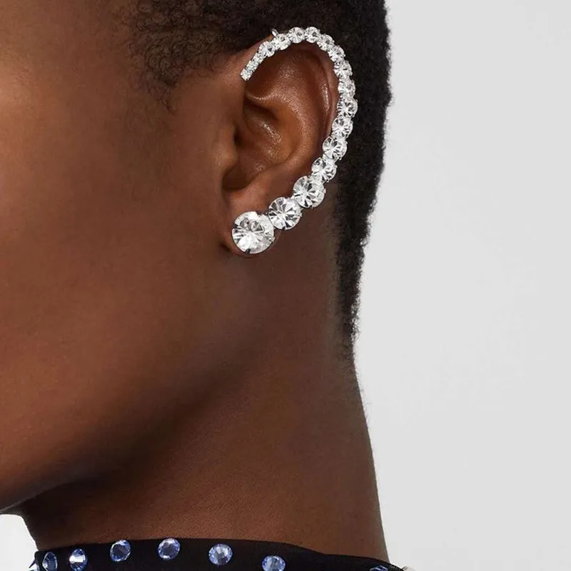 Women Fashion Geometric Rhinestone Simple Earrings Gold Plated Silver Plated