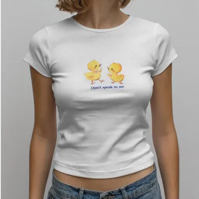 Y2K Women Fashion Printed Short-Sleeved Cropped T-Shirt