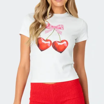 Y2K Women Fashion Printed Short-Sleeved Cropped T-Shirt