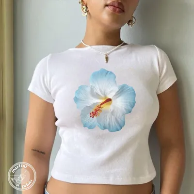 Y2K Women Fashion Printed Short-Sleeved Cropped T-Shirt