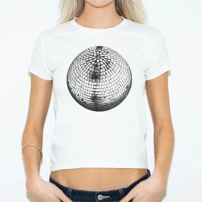 Y2K Women Fashion Printed Short-Sleeved Cropped T-Shirt