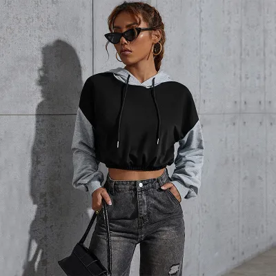 Women Fashion Casual Autumn And Winter Color-Matching Long-Sleeve Hoodies