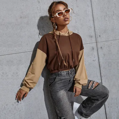 Women Casual Color-Matching Long-Sleeve Hoodies for Autumn Winter