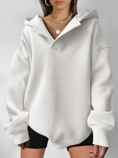 Women Casual Solid Color Long Sleeve Loose Hoodies with Bat Sleeve for Autumn Winter