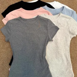 Women Slim Fit Cotton Crewneck Short Sleeve T-Shirt