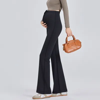 Maternity Casual Solid Color Ice Silk Pants