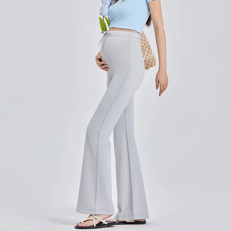 Maternity Casual Solid Color Ice Silk Pants