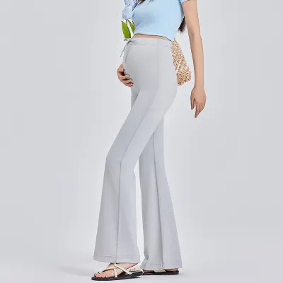 Maternity Casual Solid Color Ice Silk Pants