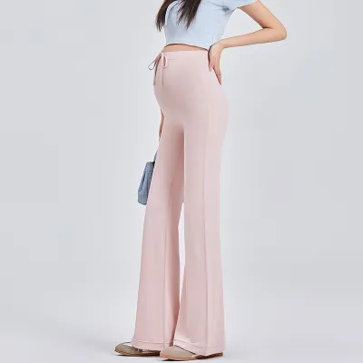 Maternity Casual Solid Color Ice Silk Pants