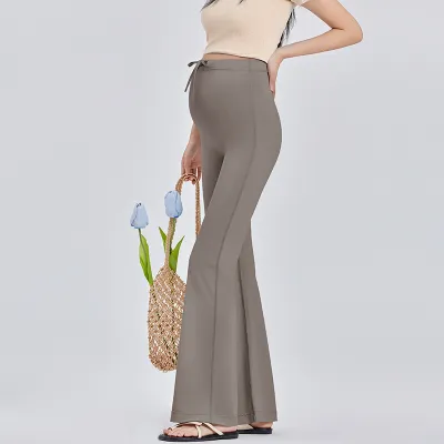 Maternity Casual Solid Color Ice Silk Pants