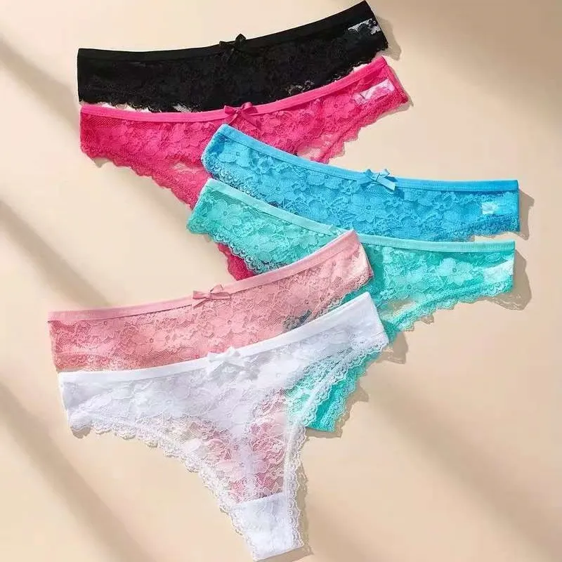Women Sexy Lace Low Waist Thong Panties