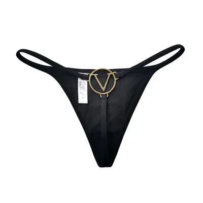 Women Fashion Sexy Solid Color Lace Chain Thong