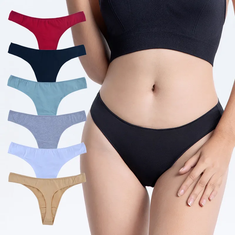 Women Fashion Sexy Solid Color Breathable Cotton Thong
