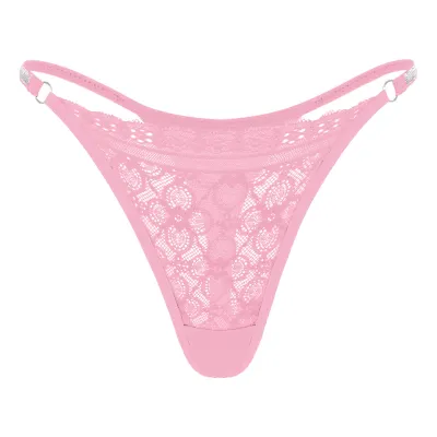 Women Fashion Sexy Solid Color Lace Stitching Low Waist Thong Panties
