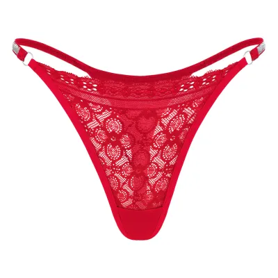 Women Fashion Sexy Solid Color Lace Stitching Low Waist Thong Panties