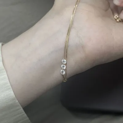 Women Fashion Simple Round Zircon Clavicle Chain Necklace Copper