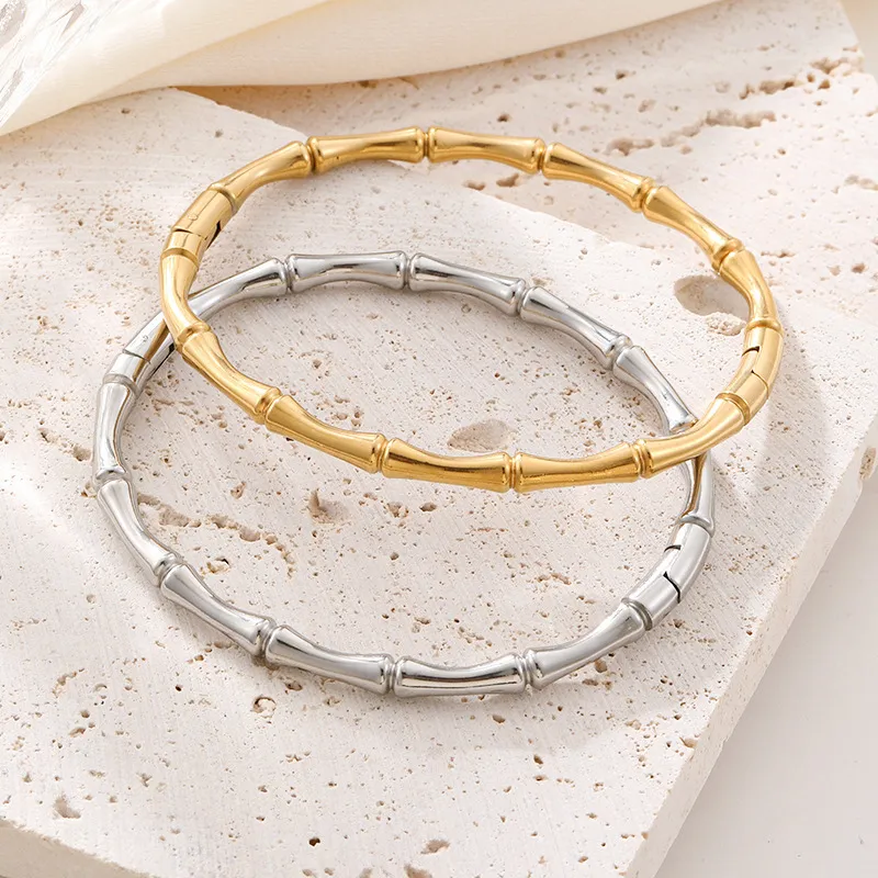 Women Fashion Simple Titanium Steel Bamboo Bracelet Instagram Wind