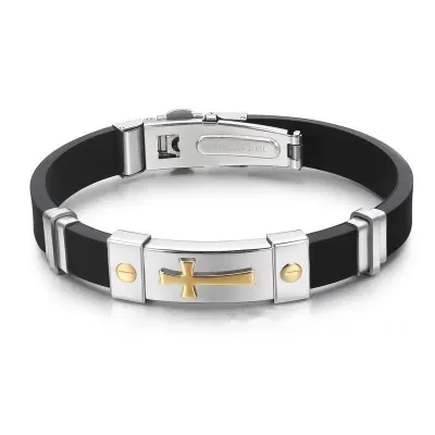 Men's Fashion Casual Stainless Steel Cross Bracelet