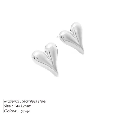 Women Fashion Simple Titanium Steel High Sense Heart Earrings