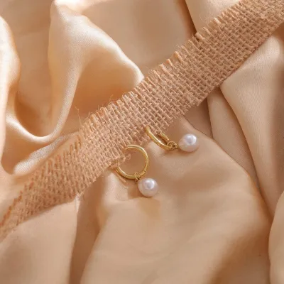 Women Fashion Simple Drop Imitation Pearl Earrings