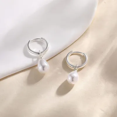 Women Fashion Simple Drop Imitation Pearl Earrings