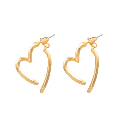 Women Fashion Simple Heart-Shaped Alloy Earrings