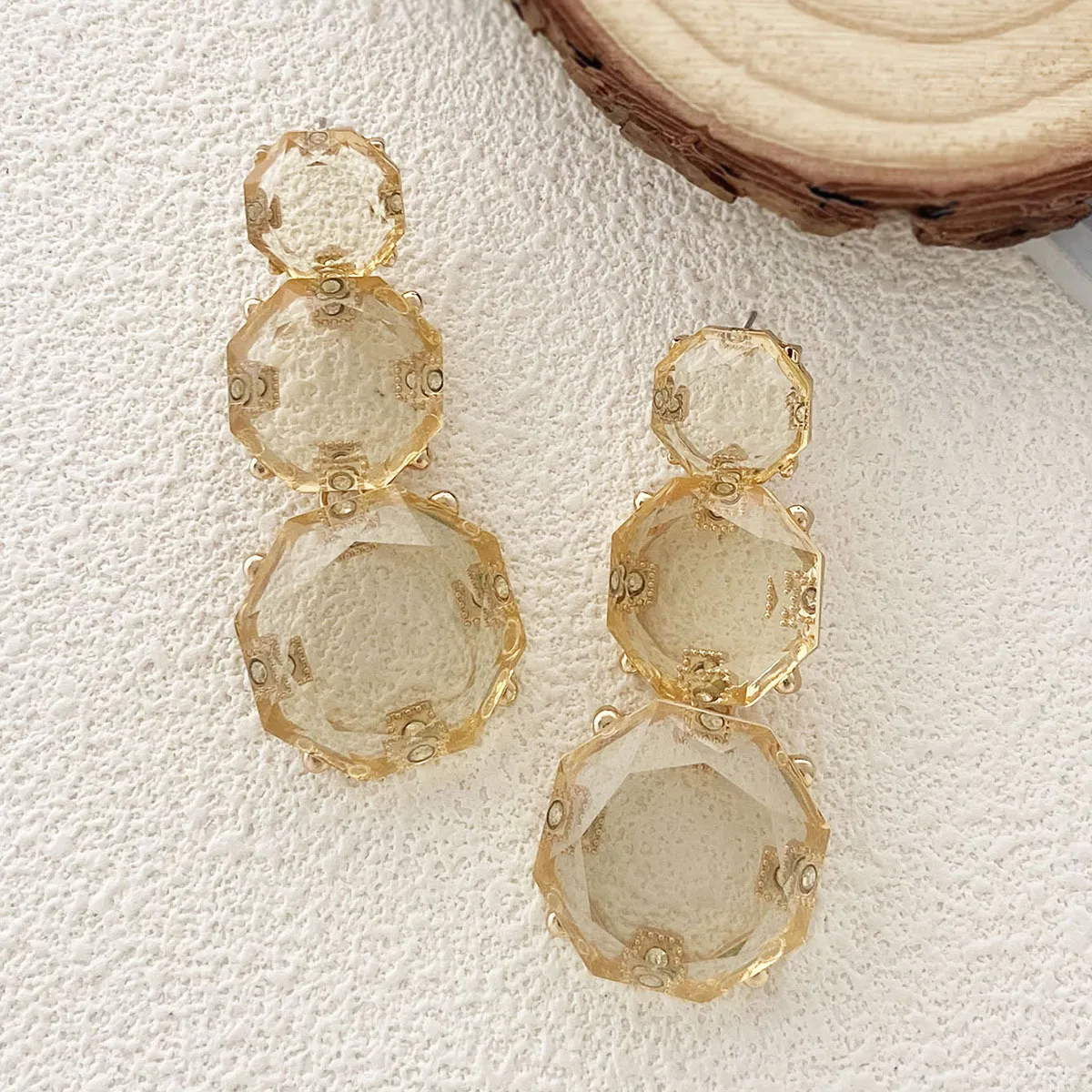 Women's Fashion Simple Geometric Resin Transparent Artificial Crystal Earrings