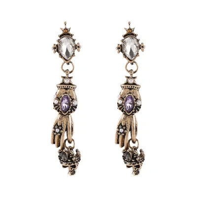 Women Vintage Retro Imitation Pearl Zircon Earrings