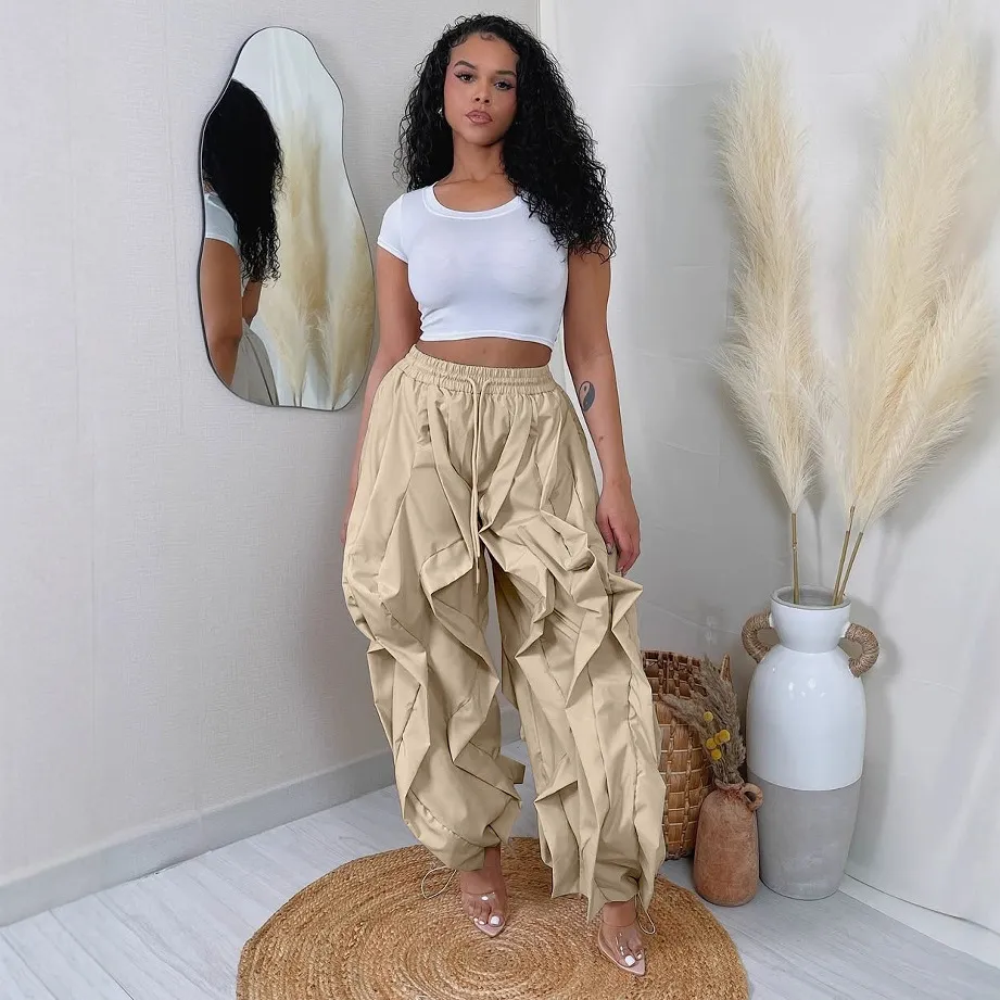 Women Casual Solid Color Lace Bloomers Leg Pants