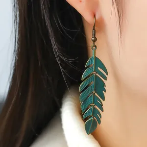 Personalized Vintage Leaf Zinc Alloy Earrings