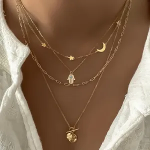 Retro Creative Evil Eye Multi-Layer Alloy Necklace