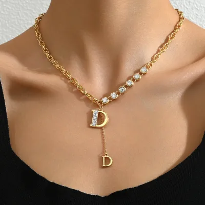 Personalized Letter Rhinestone Necklace