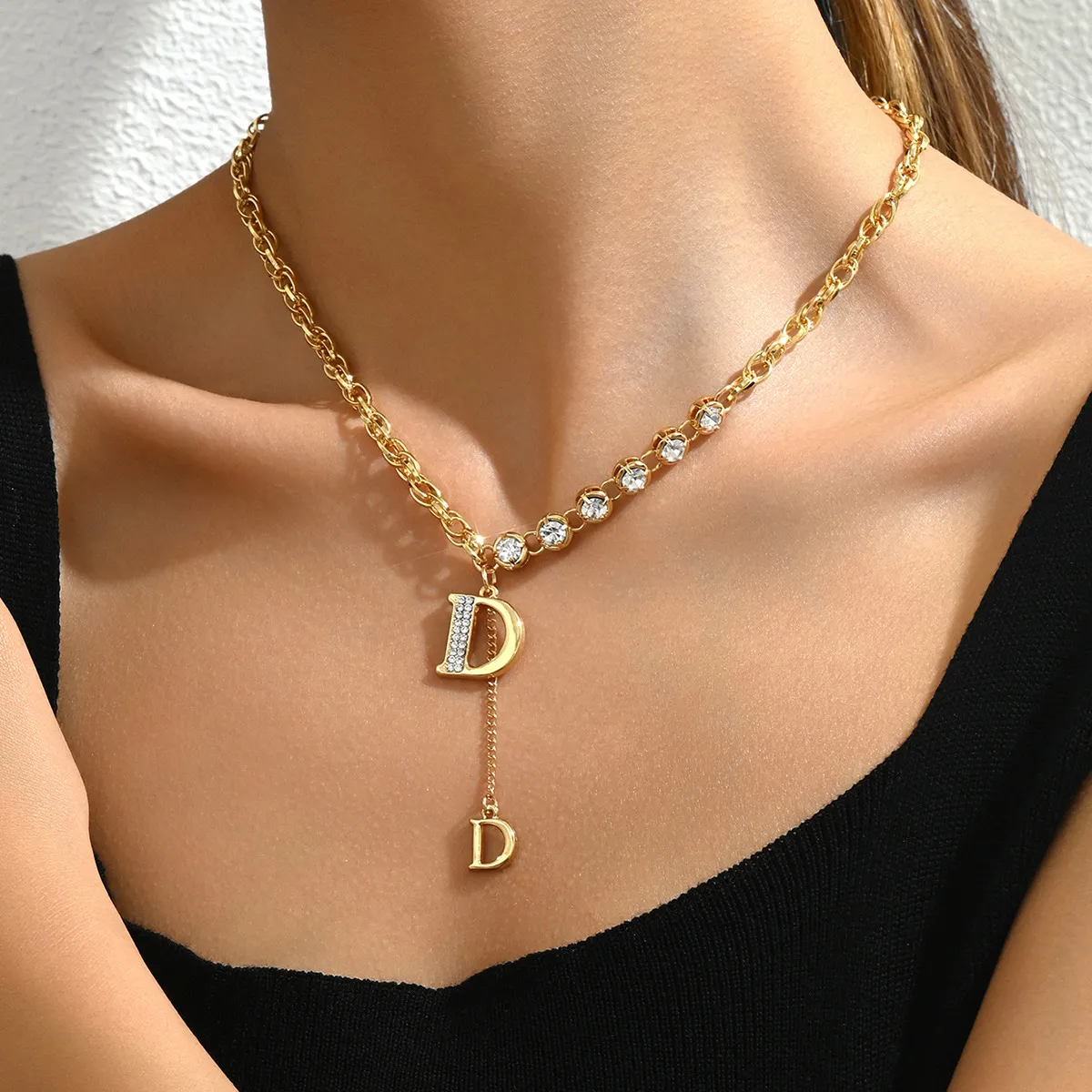 Personalized Letter Rhinestone Necklace