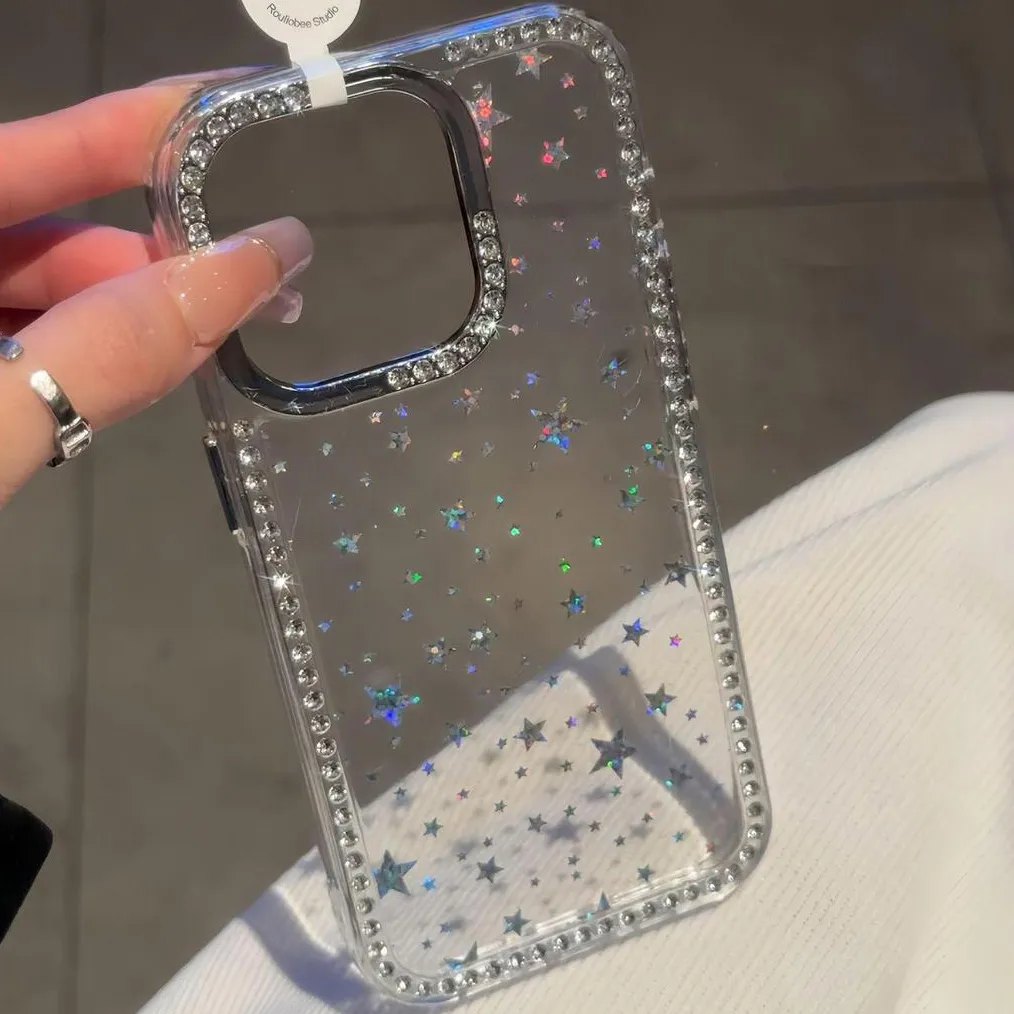 Women Fashion Laser Star Zircon All-Inclusive Electroplating Iphone Case