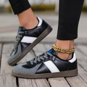 Men Fashion Casual Contrast Color Lace-Up Flat Sneakers