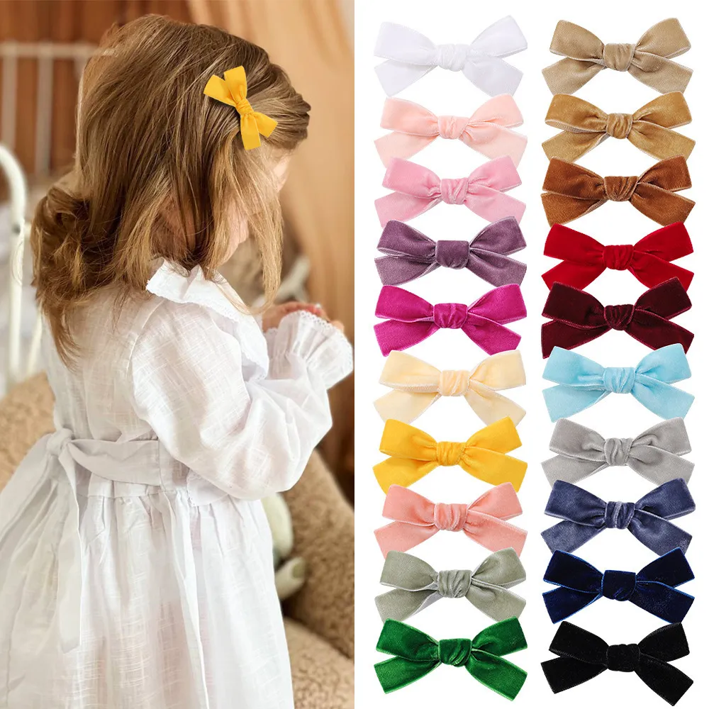 Cute Solid Color Bow Hairpin for Kids Flannel Fresh Sweet