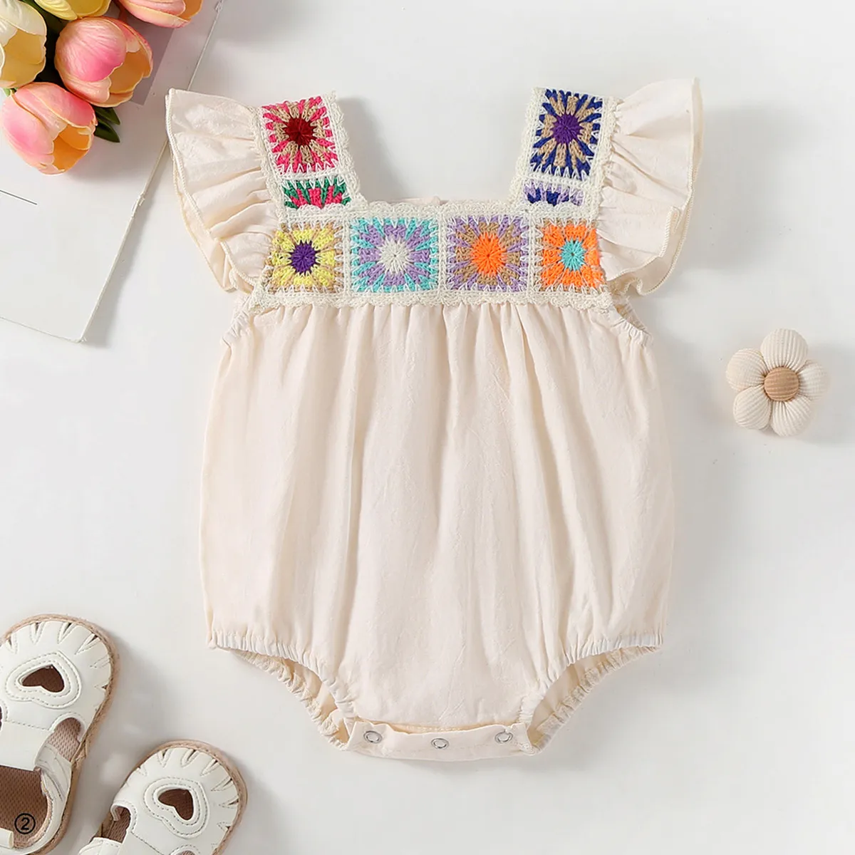 Baby Girls' Fashion Boho Sleeveless Rompers Cotton Summer Romper