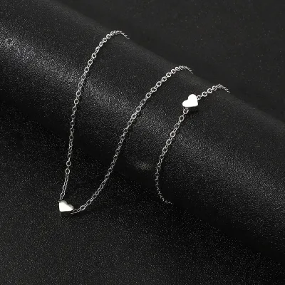 Simple Heart Necklace And Bracelet Sets