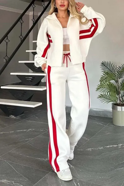 Y2k Women Fashion Athleisure Zipper Jacket And Pants Two-Piece Set