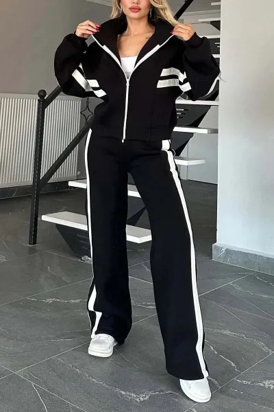 Y2k Women Fashion Athleisure Zipper Jacket And Pants Two-Piece Set