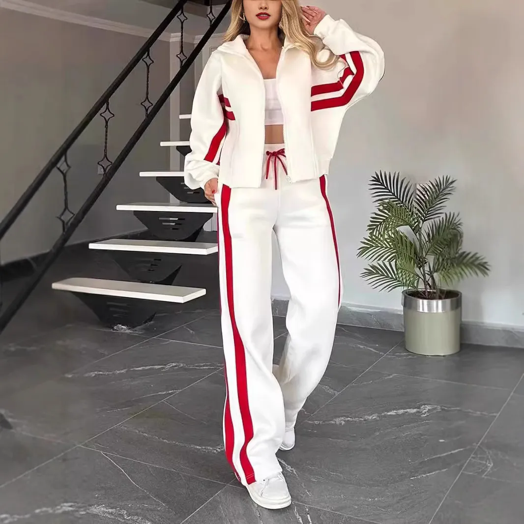 Y2k Women Fashion Athleisure Zipper Jacket And Pants Two-Piece Set