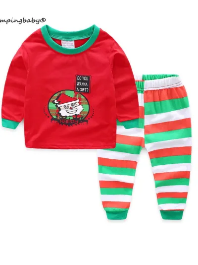 Kids' Christmas Cartoon Long-Sleeve Sweatshirt and Loose Pants Two-Piece Set