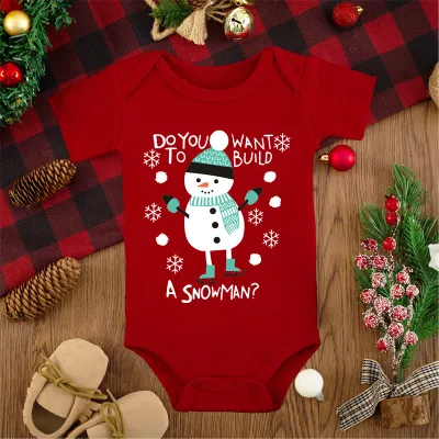 Kids Baby Christmas Red Deer Short Sleeve Rompers