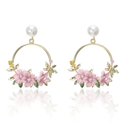 Women Fashion Elegant Floral Soft Pottery Earrings