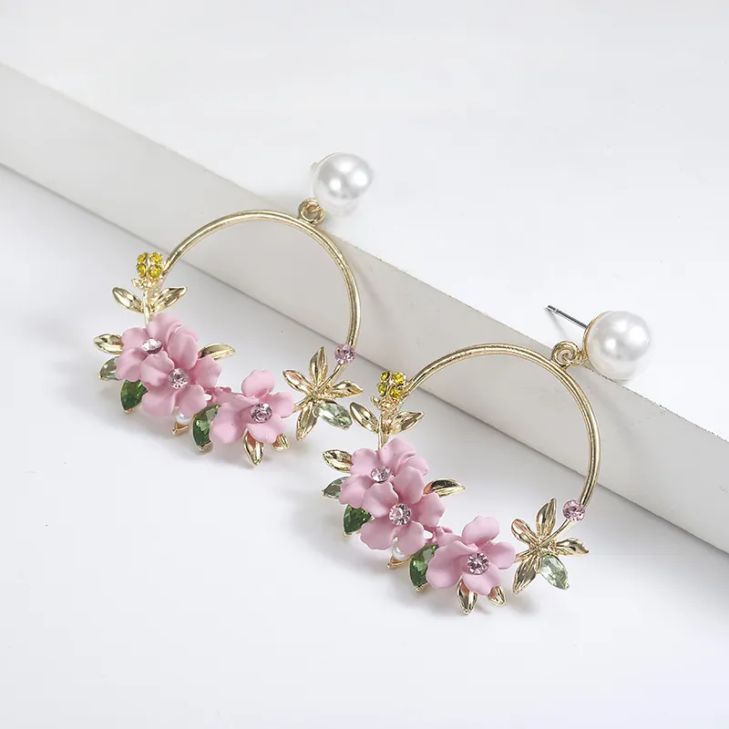 Women Fashion Elegant Floral Soft Pottery Earrings