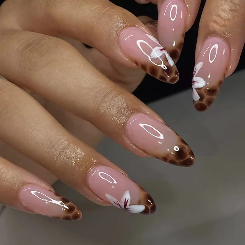 Fashion Orchid Leopard Removable Art Fake Nail