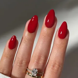 Fashion Simple Solid Red Removable Art Fake Nails for Everyday Wear